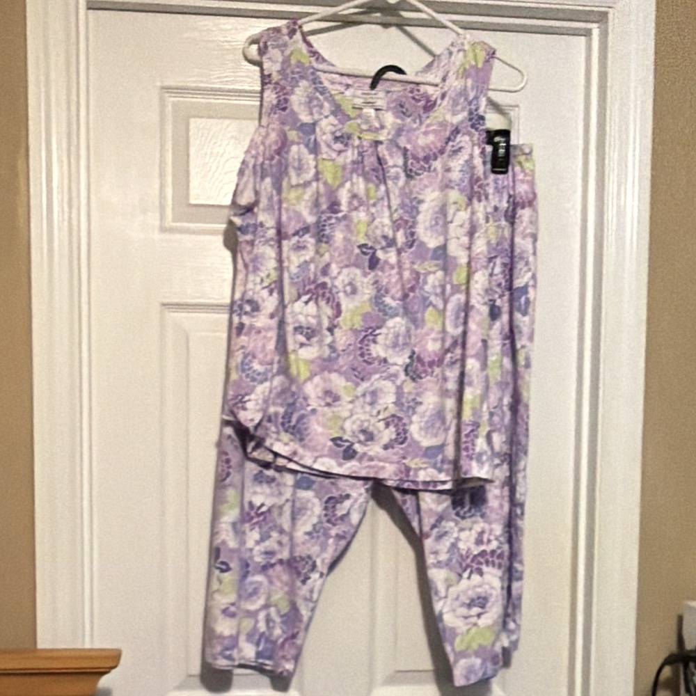 Carole Hochman Heavenly Soft Sleepwear Floral Pajama Set Women's 1X PLUS SIZE